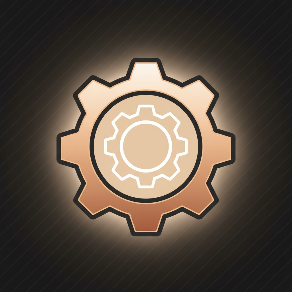 Me gustaría cambiar esta imagen por otra tipo icono donde vea un engranaje (dado que estoy hablándo de 'configuración) manteniendo el estilo de la imagen de la cuadricula contigua, me gustaría que cuente con colores predominantes como: Grafito Premium #121212, Negro cálido #1F2931, Cobre suave #C79A68, Beige cálido #E6DED2, Blanco cálido #FAF8F5.
Sensación:
premium cálida elegante