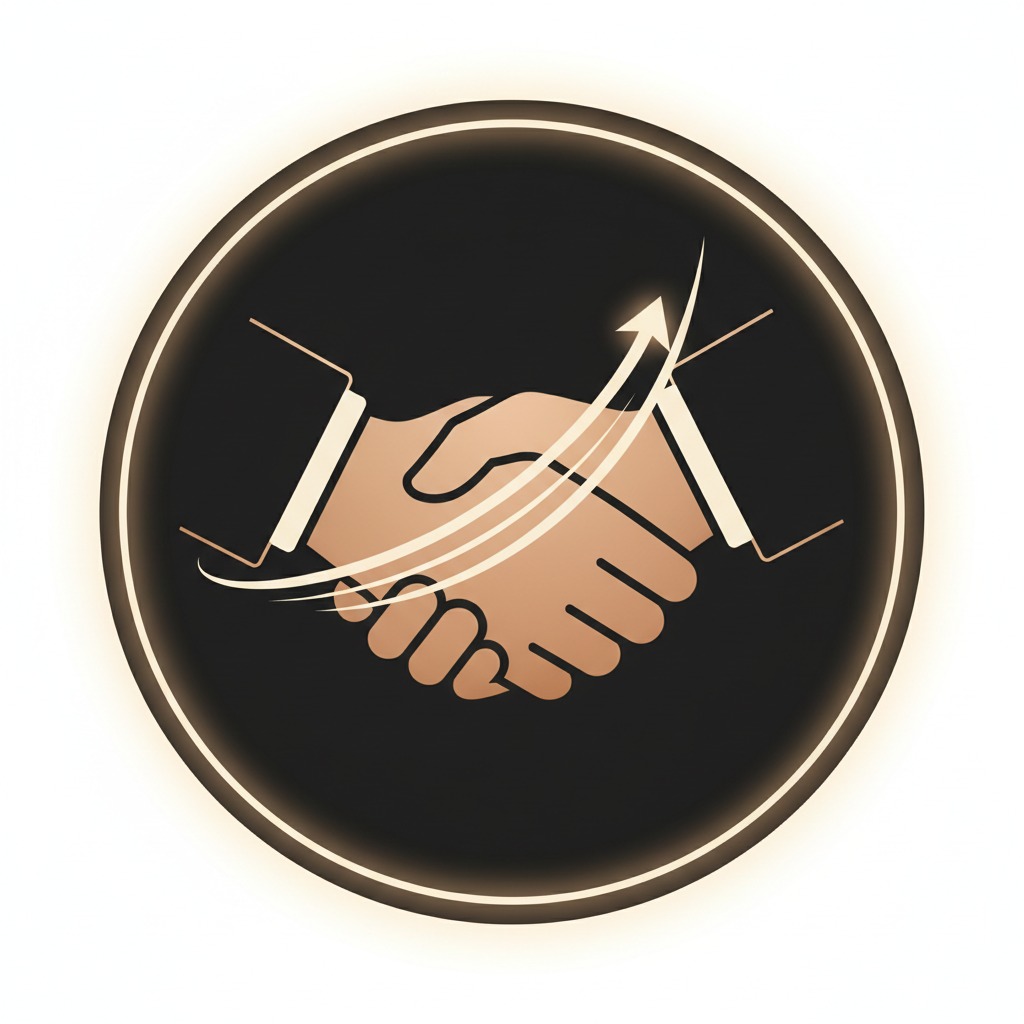Me gustaría cambiar esta imagen por otra tipo icono donde se muestren dos manos estrechándose en muestra de confianza y profesionalismo, me gustaría que cuente con colores predominantes como: Grafito Premium #121212, Negro cálido #1F2931, Cobre suave #C79A68, Beige cálido #E6DED2, Blanco cálido #FAF8F5.
Sensación:
premium cálida elegante